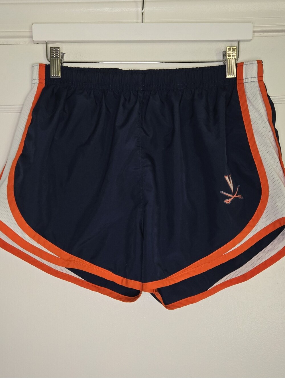 Nike University of Virginia Navy Orange White Athletic Running Shorts Women's L